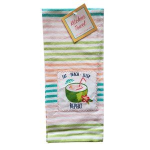 🍒 Kane Home Eat Beach Sleep Repeat Kitchen Dishtowel
